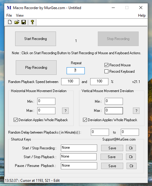 Screenshot of Macro Recorder Captured on a Windows 10 Computer